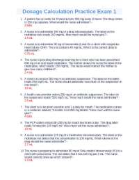 Dosage Calculation Practice Exam 1