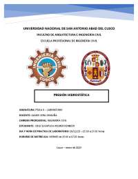 Experimento de Física: Medición de Presión Hidrostática en Agua