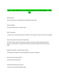 Human Anatomy & Physiology I Exam 1 Review: Basic Concepts