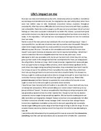 Life's impact on me essay writing