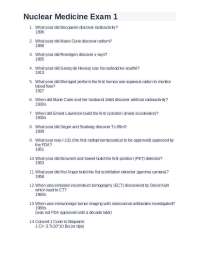 Nuclear Medicine Exam 1