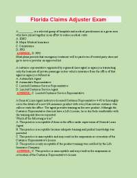 Florida Claims Adjuster Exam Latest 2024