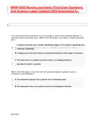 NRNP 6645 Nursing Psychiatric Final Exam Questions and Answers
