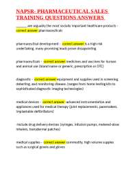 Pharmaceutical Sales Training Questions and Answers
