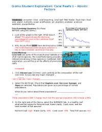 Gizmo Student Exploration: Coral Reefs 1 – Abiotic Factors