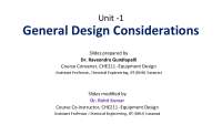 Factors Influencing Design of Chemical Engineering Equipment and Materials