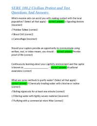 SERE 100.2 Civilian Pretest and Test Questions And Answers