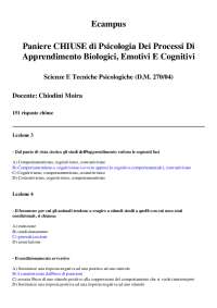 Psicologia Dei Processi Di Apprendimento Biologici, Emotivi E Cognitivi - domande chiuse c