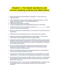 Test Bank Questions and Answers in Physiology with Correct Marking Scheme