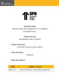 Proyecto de Vida Personal y Académico: Desarrollo del Talento
