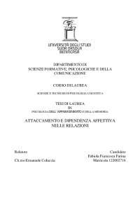 ATTACCAMENTO E DIPENDENZA AFFETTIVA NELLE RELAZIONI