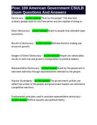Posc 100 American Government CSULB Exam Questions And Answers