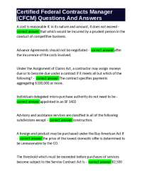 Certified Federal Contracts Manager (CFCM) Questions And Answers