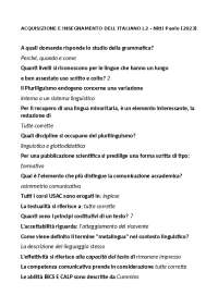 Paniere con le risposte di Acquisizione e insegnamento italiano L2