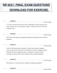 NR 6531: Final Exam Questions in Medical Diagnosis