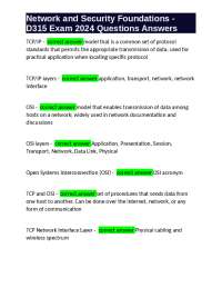 Network and Security Foundations - D315 Exam 2024 Questions Answers