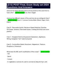 LD 51 POST Final, Exam Study set 2024 Questions And Answers
