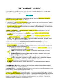 Appunti di DIRITTO PRIVATO DELLO SPORT E GESTIONE DELLE IMPRESE completi e riassunti