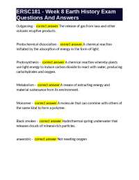 ERSC181 Week 8 Earth History Exam: Questions and Answers
