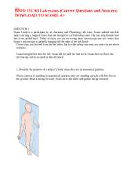 Anatomy and Physiology Lab Exam Questions and Answers