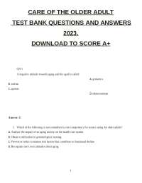 Care of The Older Adult: Test Bank Questions and Answers