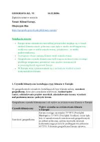 Klimat Europy - Geografia Klasy VI