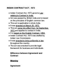 Business Regulatory Framework - Indian Contract Act and Elements of Contract