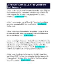 Cardiovascular NCLEX-PN Questions And Answers