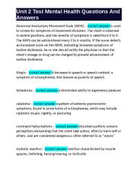 Mental Health Unit 2: Questions and Answers for Abnormal Psychology