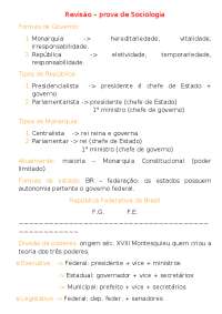 Os documentos falam sobre sociologia básica e sobre a primeira república estudada em hist.