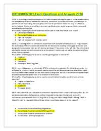 ORTHODONTICS Exam Questions and Answers 2024