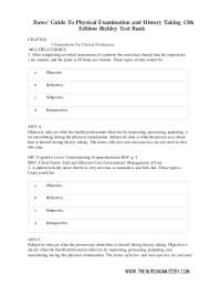 Understanding and Applying Concepts in Bates' Physical Examination and History Taking