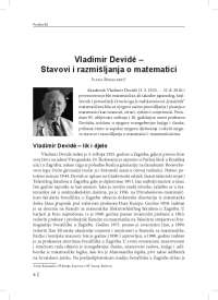 The Life and Passion for Mathematics of Croatian Professor Vladimir Devidé