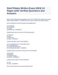 Stott Pilates Written Exam 2024| 14 Pages |with Verified Questions and Answers