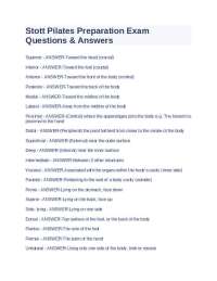 Stott Pilates Preparation Exam Questions & Answers