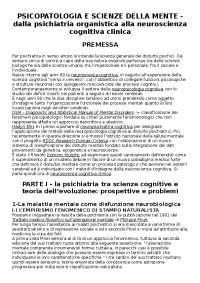 La psichiatria: unione di discipline e classificazione dei disturbi mentali - Prof. Marraf