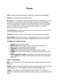 Prose Notes - Introduction to literature