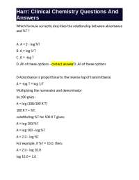Harr: Clinical Chemistry Questions And Answers
