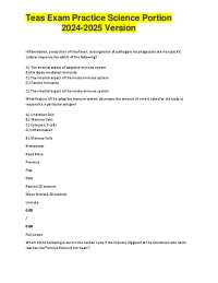 Teas Exam Practice Science Portion 2024-2025 Version