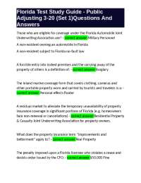 Florida Test Study Guide - Public Adjusting 3-20 (Set 1)Questions And Answers