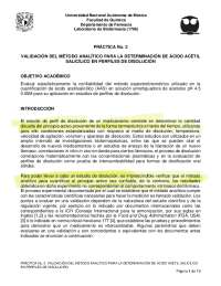 Manual de práctica de biofarmacia, de muestra el procedimiento que se debe seguir en ella