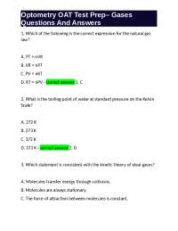 Optometry OAT Test Prep: Gases - Questions and Answers