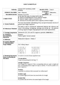 Lesson Plan: Understanding Triangle Congruence Postulates in Mathematics - Prof. Luib