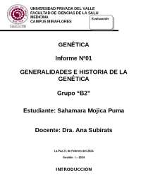 Informe Nº01: Generalidades e Historia de la Genética