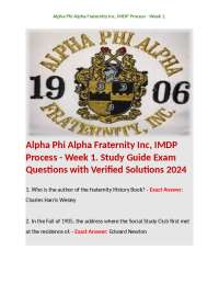 Alpha Phi Alpha IMDP Week 1 Study Guide Exam Questions & Solutions 2024