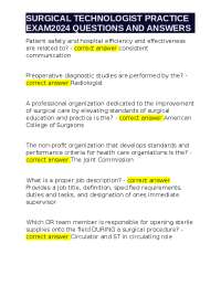 Exam Questions and Answers in Infection Control and Surgical Technology