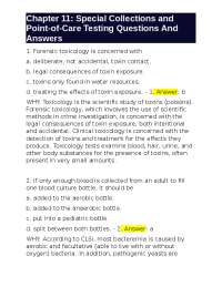 Chapter 11: Special Collections and Point-of-Care Testing Questions And Answers