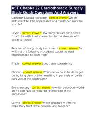 Cardiothoracic Surgery Study Guide: Questions and Answers