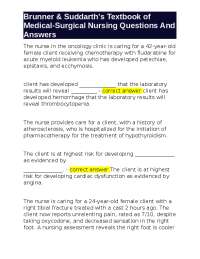Brunner & Suddarth's Textbook of Medical-Surgical Nursing Questions And Answers