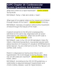 AAPC Chapter 10: Cardiovascular System Questions And Answers